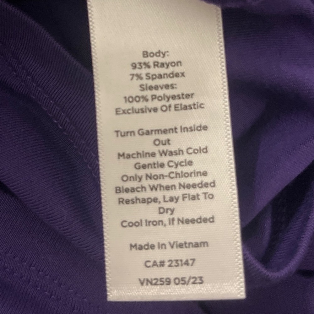 Talbots Purple Smocked Mock Neck Top Metallic Swiss Dot Sheer Sleeve Womens Med - Picture 7 of 7